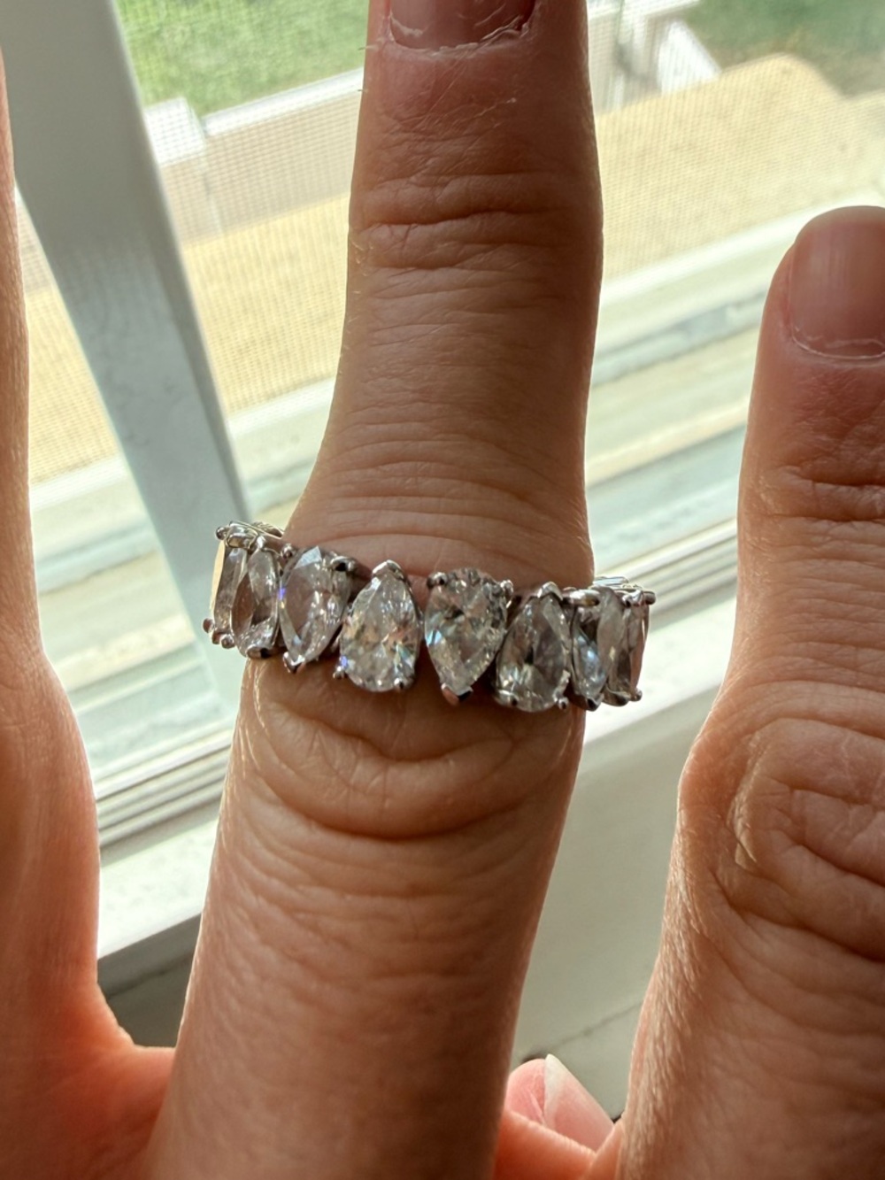 Pear-Cut Crystal Eternity Band - Clear